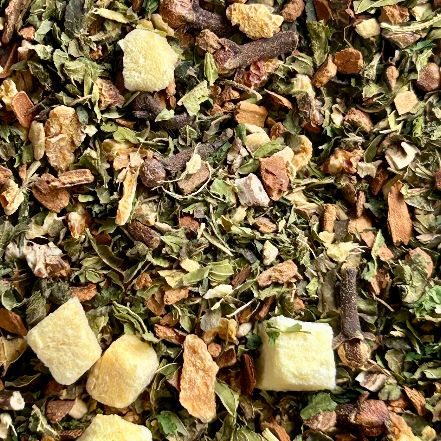 Coastal Balance digestive herbal tea with warming spices and mint