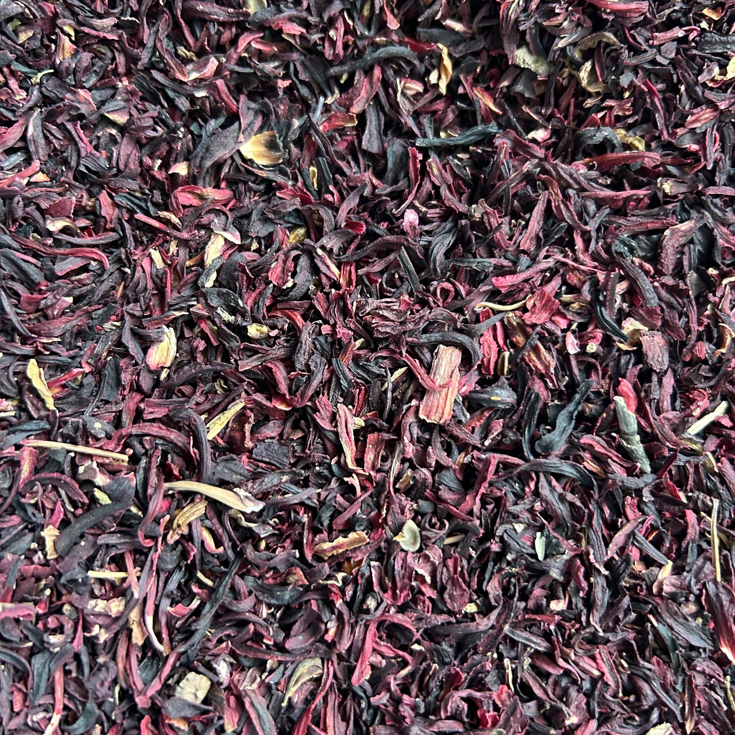 Loose leaf hibiscus herbal tea with deep red petals
