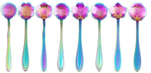Rainbow flower tea spoon designs from Makai Tea Company